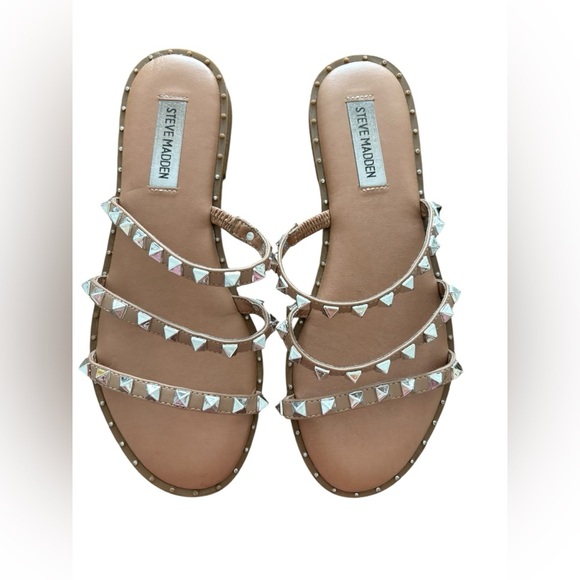 Steve Madden Tan Sandals with Silver Accents - Picture 1 of 2